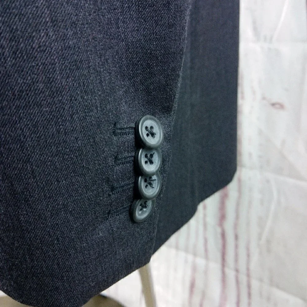 Banana Republic 44L Wool 3 Button Charcoal Suit Blazer Jacket